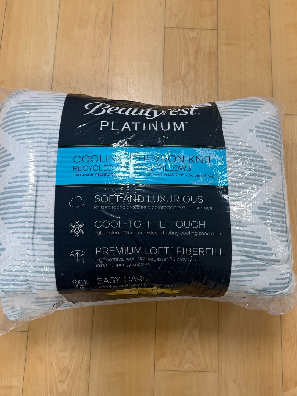 Beautyrest Platinum Cooling Chevron Knit Pillow -2 Pack